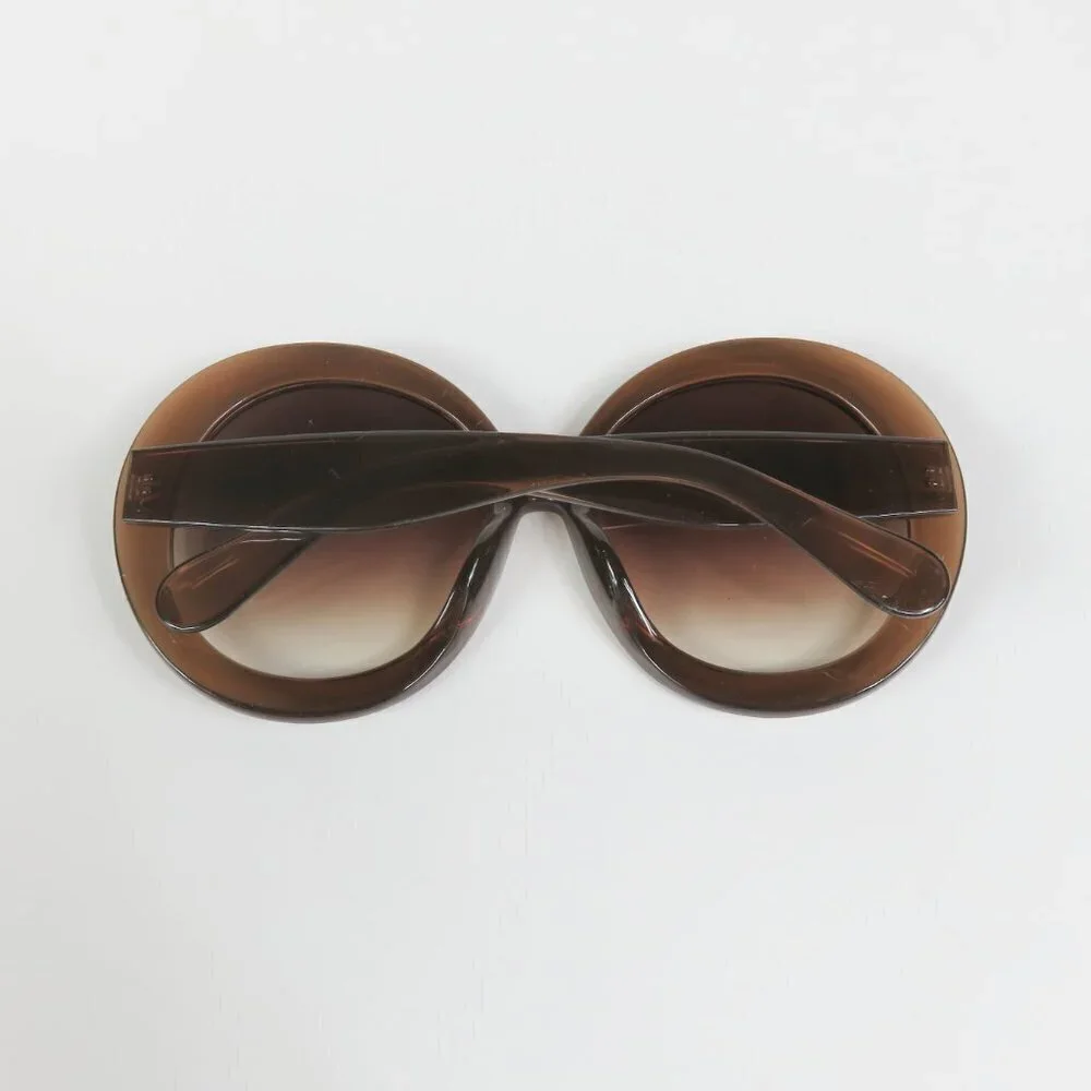 Vintage Round Sunglasses XL Frames - Oversize Retro 1970's 1960's - Caramel NEW - Picture 4 of 8
